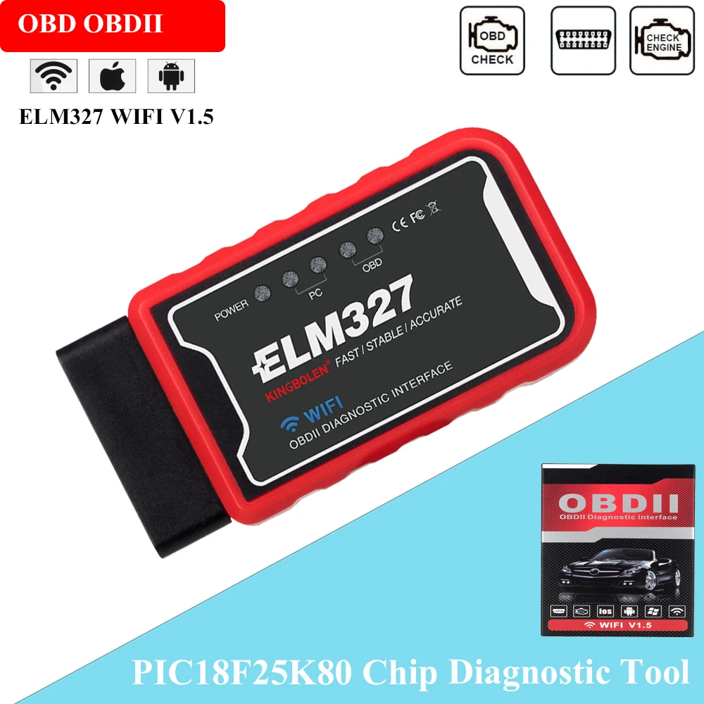 Считыватель проверки двигателя OBDII OBD 2 ELM 327 для VW golf 4 5 6 7/ Polo/Passat B5 B6 CC PIC18F25K80 ELM327