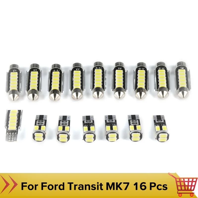 

High-Light Error Free White LED Bulb Interior Reading Dome Light Kit For Ford Transit MK7 Car Styling Light Accessories 16 Pcs