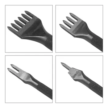 

New 4Pcs 4mm Prong Non-slip Leather Craft Tools Handcraft Leather Hole Punches Stitching Punch Tool Leather Tools 1+2+4+6 Prong