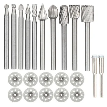 

Carbide Metal Cutting Engraving Grinding Burr Drill Bit + 22mm Saw Disc+ Spindle For Cutting Hardened Steel, Carbon Steel