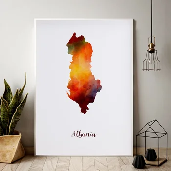 

Albania city map watercolor Map Modern City Canvas Art Print Wall Pictures for Living Room No Frame