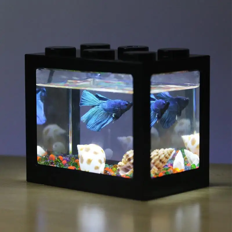 Fish Fighting Cylinder Rumble Fishes Mini Aquarium Building block fish tank | Дом и сад