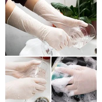

100pcs Disposable Kitchen Gloves 12 Inch Latex Rubber Gloves Disposable Housework Non-Slip Waterproof Blue/White
