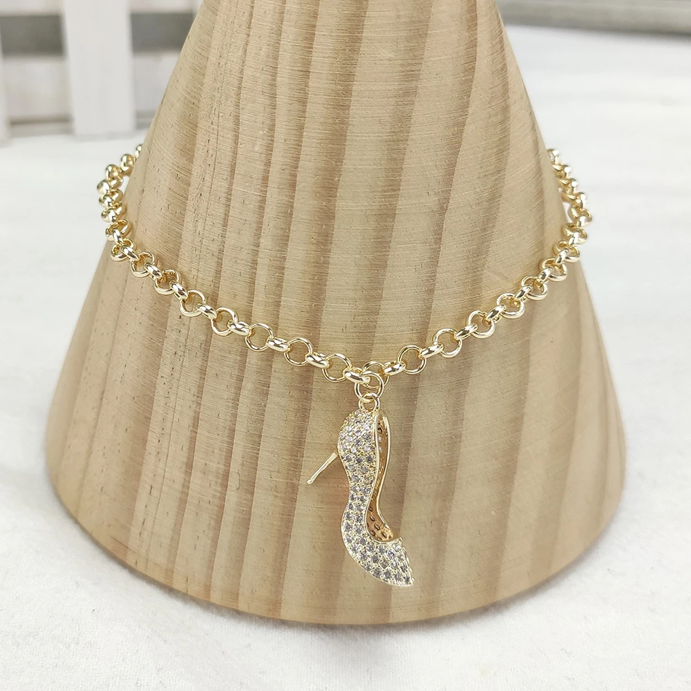 

NEW Champagne Gold Color High Heels Bracelet Cubic Zirconia Love Jewelry for Beautiful Girl Friend Gift Dropshipping Wholesale