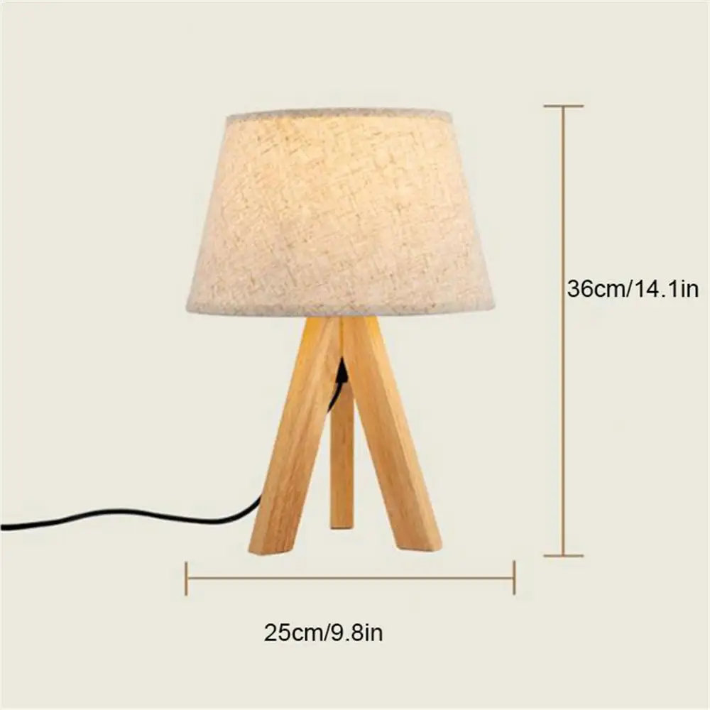 Прикроватная настольная лампа деревянная Ночная со штативом для спальни