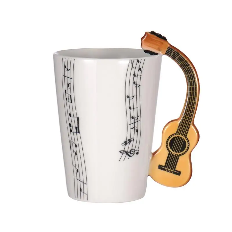 Creative Music Violin Guitar Ceramic Mug Coffee Tea Milk Stave Cups with Handle Coffee Mug Novelty Gifts for Wedding Birthday