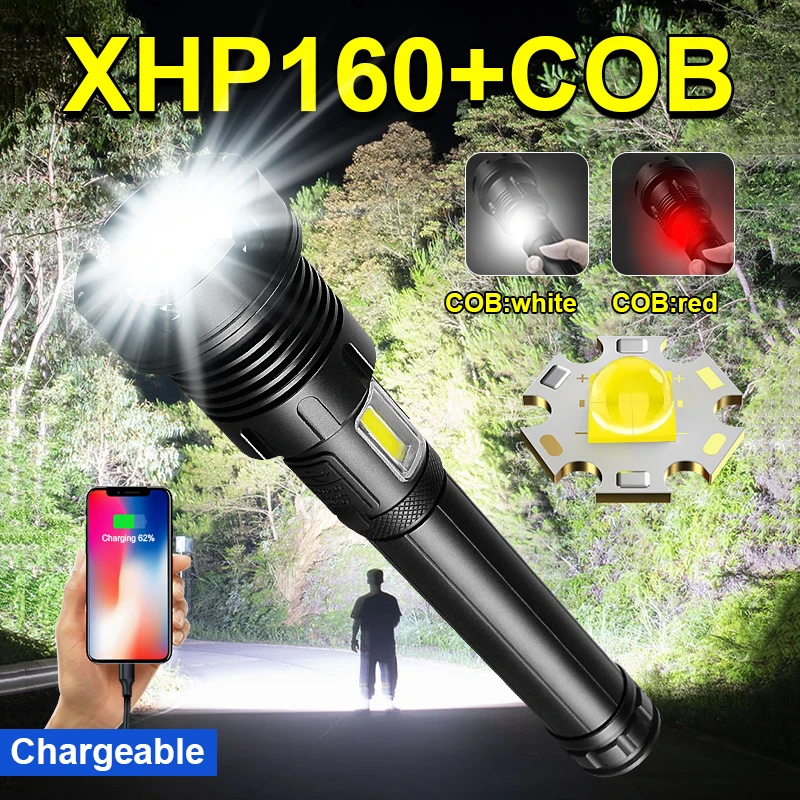 Новый XHP160 самый мощный светодиодный фонарик 18650 900000 люмен тактический USB