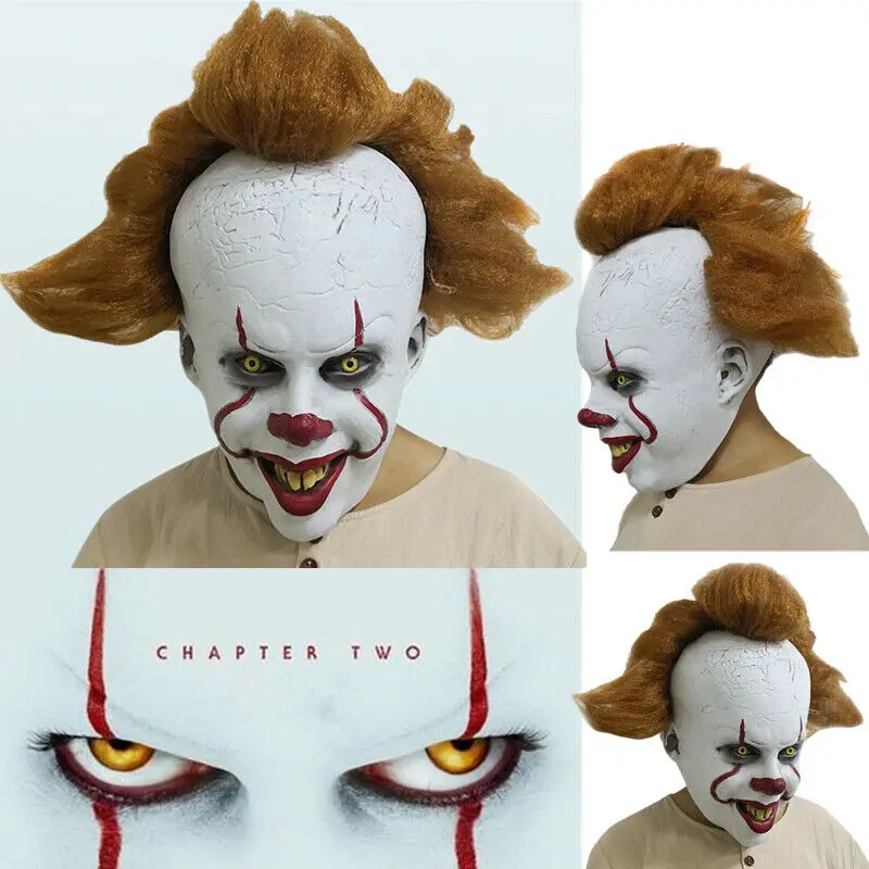 

It Chapter Two 2 Joker Pennywise Cosplay Mask Stephen King Horror Latex Halloween Masks Helmet Clown Party Costume Prop