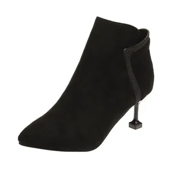 

2020 Spring Women Boots Fashion Zipper Pointed toe Ladies Sexy shoes New Women Chelsea Thin High heel Boots Women Ankle Boots