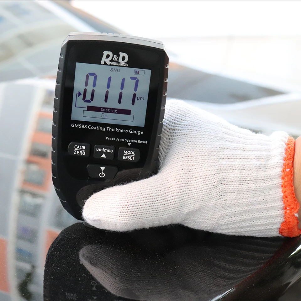 R&D GM998 Backlight Film Thickness gauge Car Paint Tester Coating Thickness Gauge with English&Russia Manual Fe&NF paint tester