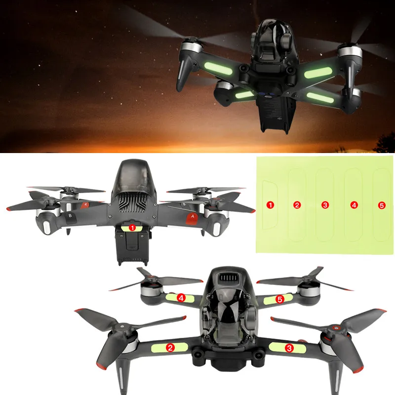 2PCS Replacement Luminous Sticker Night Flight Sticker Fluorescent Stickers for DJI FPV Combo Drone Aircraft Accessories