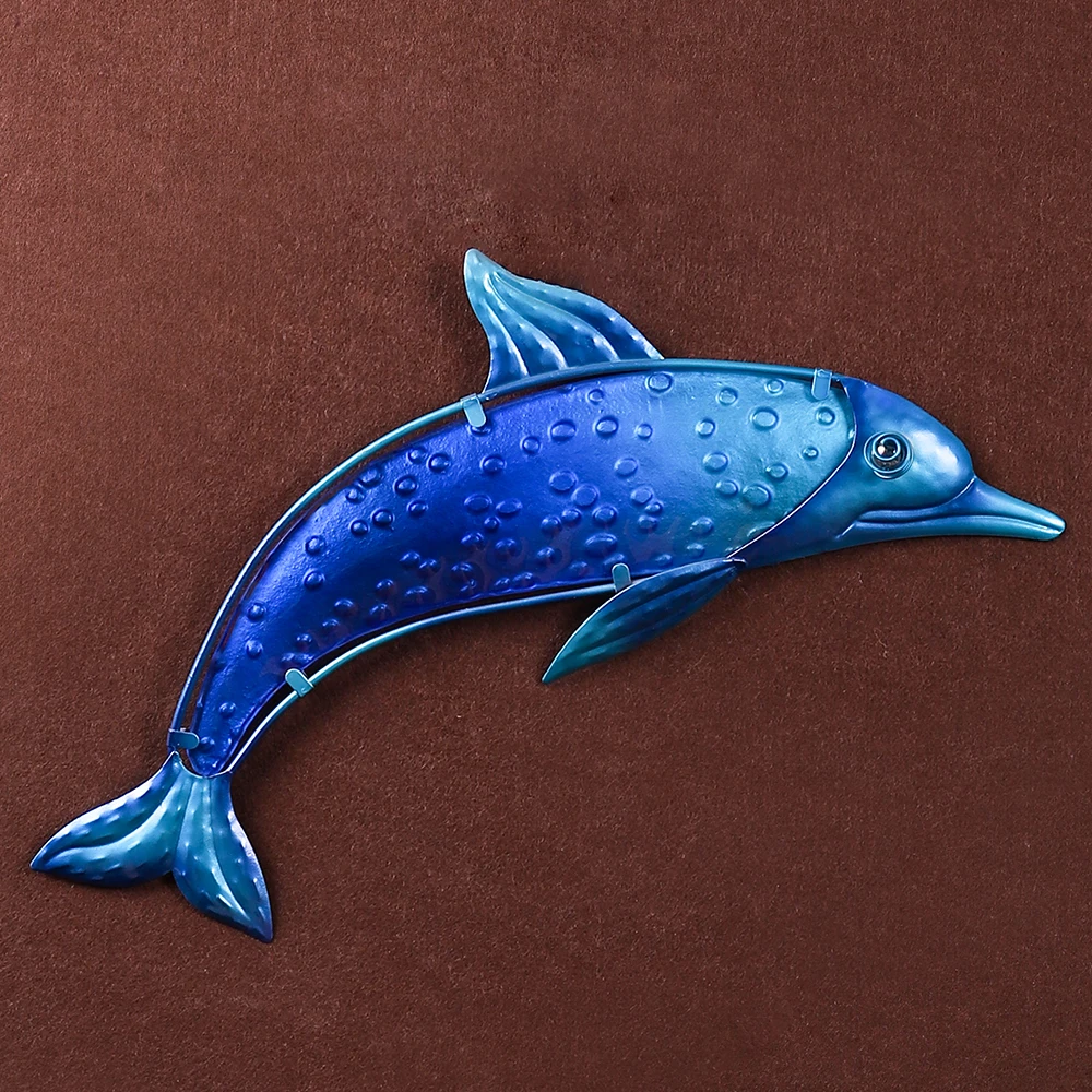 Металл синий Дельфин настенные работы для украшения сада миниатюрные украшения наружные статуи и аксессуары скульптуры
