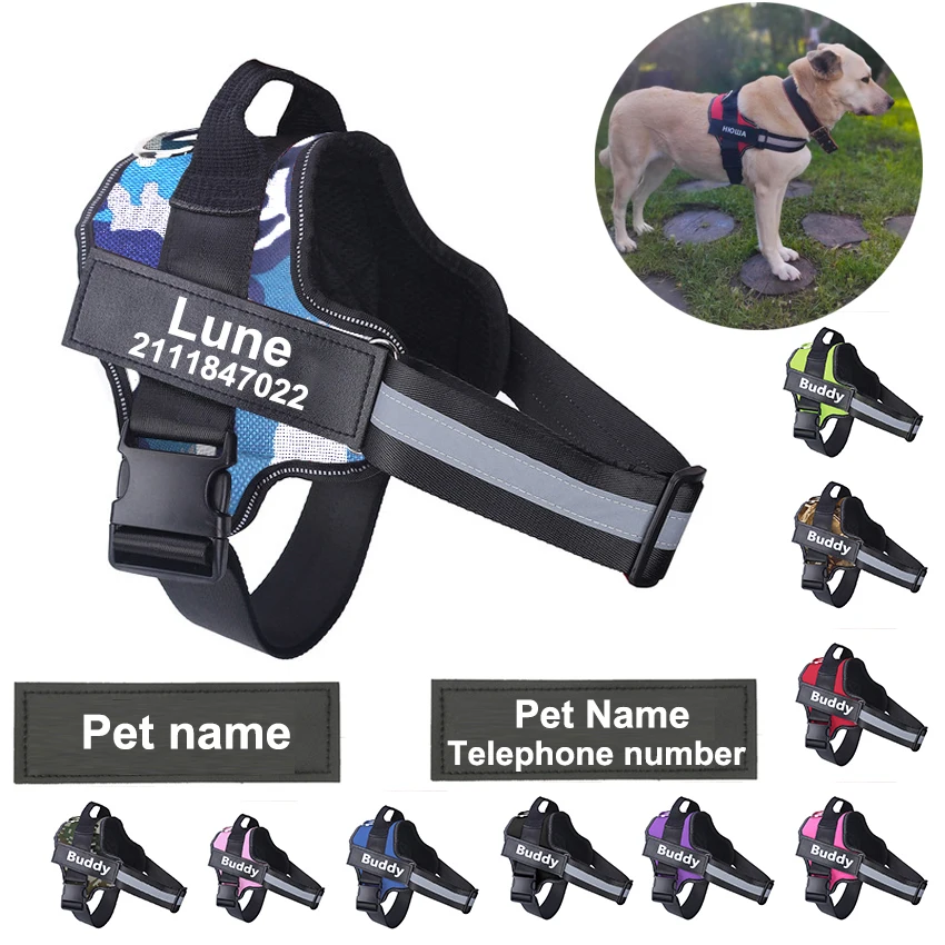 

Reflective Dog Harness NO PULL Breathable Adjustable Pet Harness Vest with ID Custom Patch Outdoor Walking for Dogs Pet Supplies