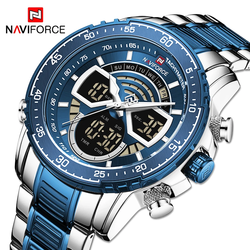 

Top Brand NAVIFRCE Watch Men Fashion Steel Strap Luminous Big Dial Day and Date Display Waterproof Wristwatch Relogio Masculino