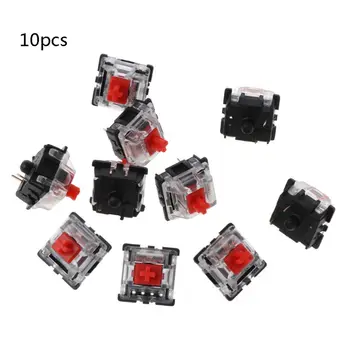 

10Pcs Mechanical Keyboard Gateron MX 3 Pin Red Switch Transparent Case