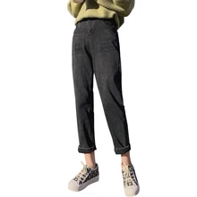 Черные женские джинсы больших размеров, женские джинсы с высокой талией, джинсовые штаны для девушек, зима, повседневные винтажные синие джинсы для женщин в стиле бойфренд