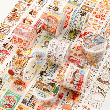 

Colorful Cartoons series Kawaii Planner Handbook Decorative Washi Masking Tape School Supplies Korean Stationery Album Stickers