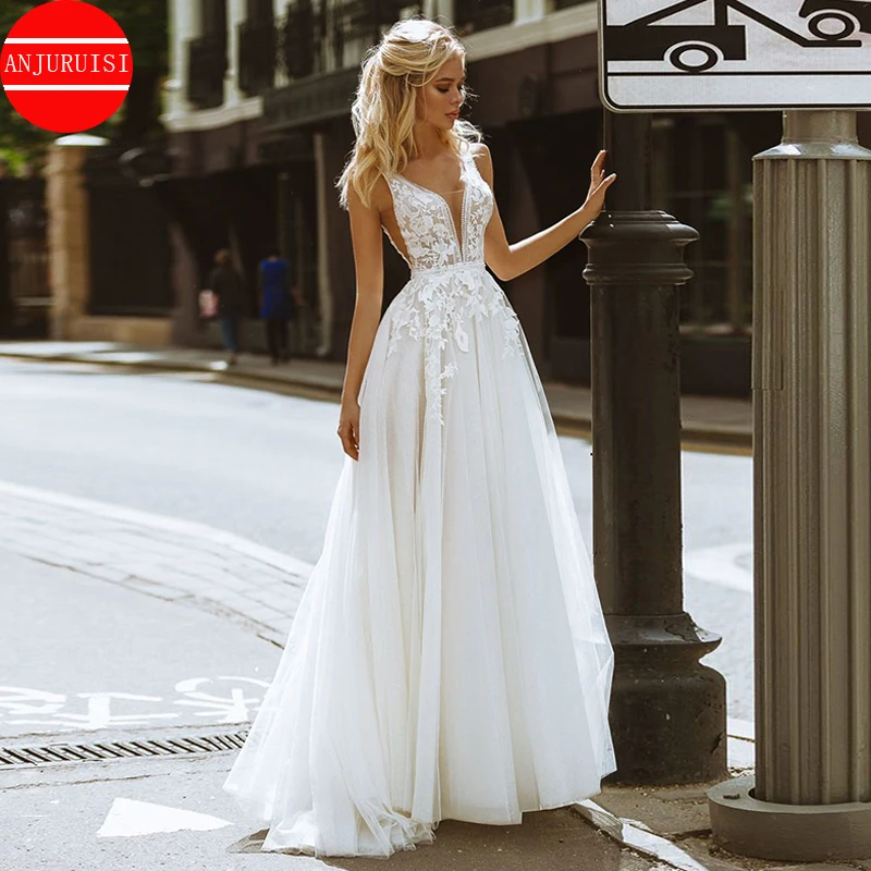 Abito Da Sposa Sexy Da Spiaggia 2021Boho Vestido De Noiva 2020 Vestito Da Festa Di Nozze Robe Mariage Per Donna Abiti Da Sposa Trouwjurk