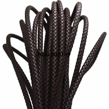 

5m/lot approx 6mm brown braided Leather Round Cord String Rope for DIY Necklace Bracelet DIY Jewelry Making Findings Accessories