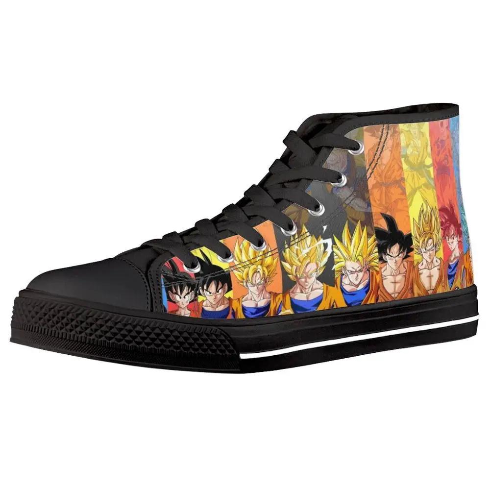 

Anime pattern custom man black high-top canvas shoes dragon ball vulcanized shoes Different forms goku Childhood to adulthood