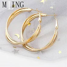 MLING модные серьги из Золотого Сплава новейшие волнистые металлические геометрические серьги-кольца для женщин