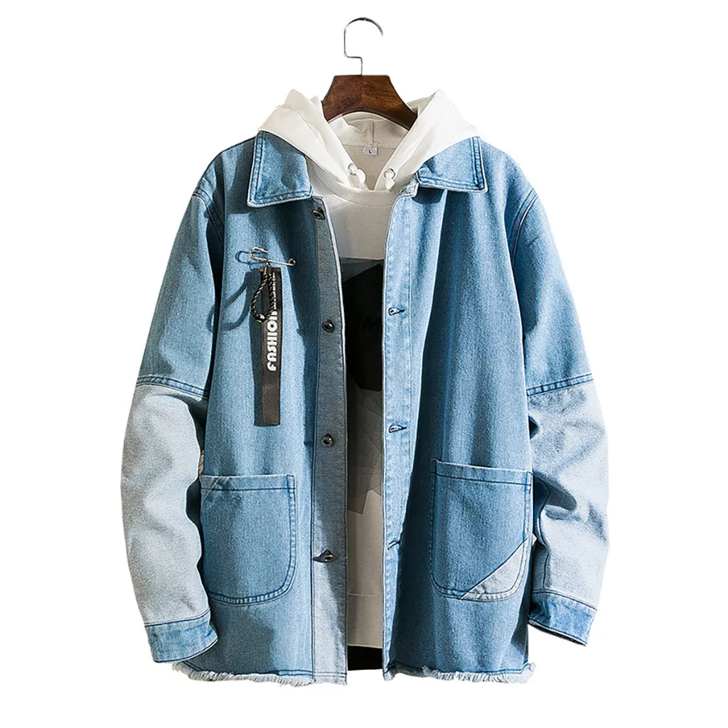 

Autumn Men's denim jacket jaqueta masculino джинсовая куртка мужская Trend Stitching Cardigan Coat Denim Jacket Top #3/56