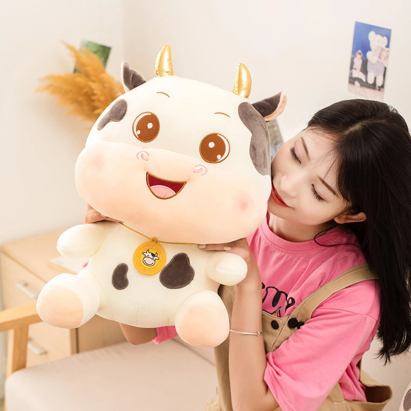 Nouveau Mignon Animal Dessin Anime Vaches En Peluche Peluche Kawaii Bovins Confortable Peluche Enfants Cadeau D Anniversaire De Noel Cadeau Aliexpress
