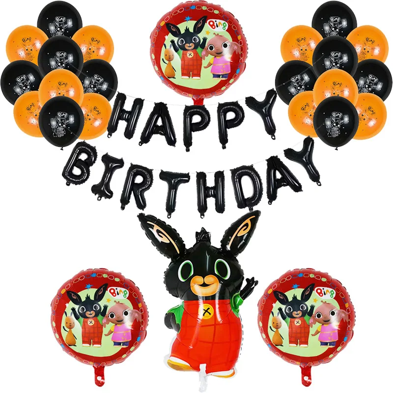 Mix 5 25 шт. Bing Bunny фольгированные шары мультфильм кролик животное с днем рождения Черный Красный латексные шары День рождения украшения детские игрушки - Цвет: Mix 5
