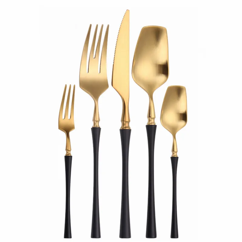 Matte Cutlery Set Gold Forks Spoons Knives Cutlery Set Stainless Steel Silverware with Cake Fork cutlery set western style cutlery set picnic cutlery set stainless steel cutlery set camping cutlery set wooden cutlery set
