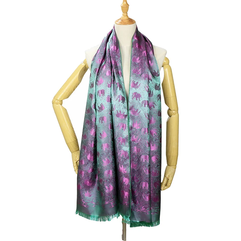 O CHUANG шелковый шарф женский роскошный бренд мультяшный слон длинные шали и палантины пашмины шарфы платок soie 180*70 см