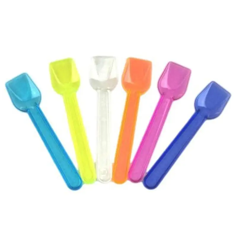 50PCS Disposable Plastic Clear Ice-cream Spoons Smoothie Dessert Spoon Birthday Party Wedding Dessert shop Decoration Supplies
