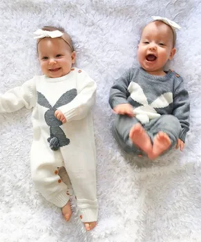 

Newborn Baby Girl Boy Autumn Winter Clothes Knitting Wool Romper Jumpsuit Outfit
