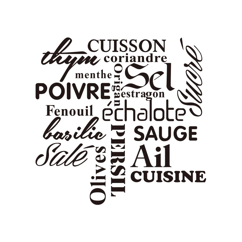 Французский Cuisson Texte виниловая наклейка на стену Съемная настенная художественная обои кухонная плитка домашний Декор украшение дома DD0335