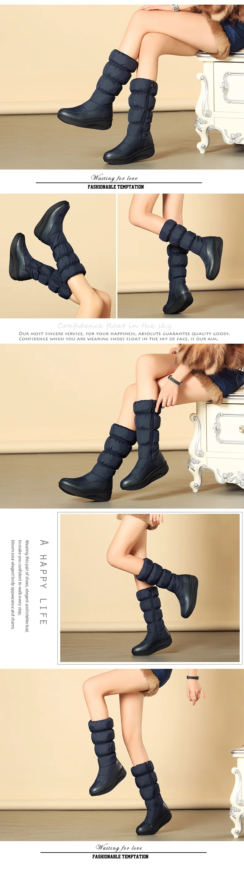 Fashion Warm Down Boots Winter Boots New Arrival Women Mid-Calf Boots Women Shoes Warm Plush Insole Platform Shoes