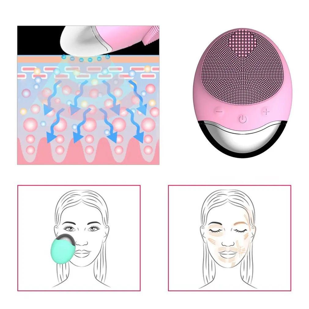 Bamboo Charcoal Silicone Face Cleansing Device Waterproof USB Electric Sonic Vibration Pore Cleaning Beauty Machine 5