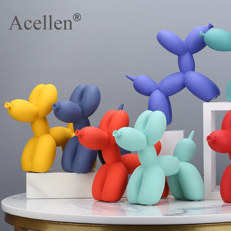 Matte Balloon Dog Statue Resin Sculpture Home Decor Modern Nordic Home Decoration Accessories for Living Room Animal Figures
