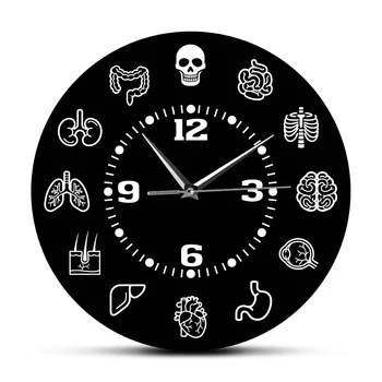 

Human Biology Creative Anatomy Organ Pattern Silent Second Sweeping Hanging Clock Modern Doctor Gift Wall Art Clock