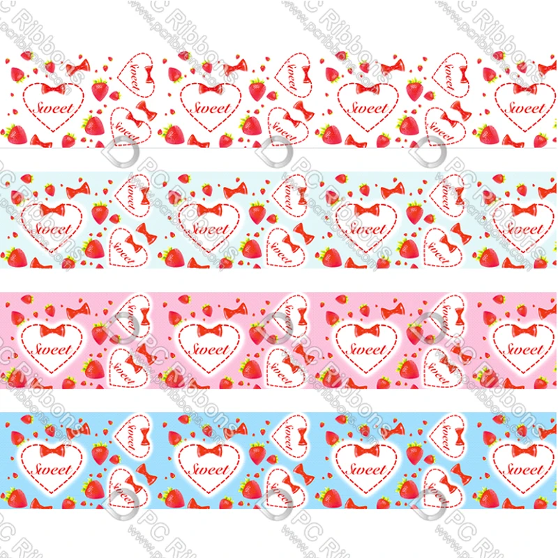 

7/8"-3"（22-75mm）Valentine's Day Pattern Printed Grosgrain Ribbon 50 Yards Christmas Decorations Gift Wrapping Diy Bows