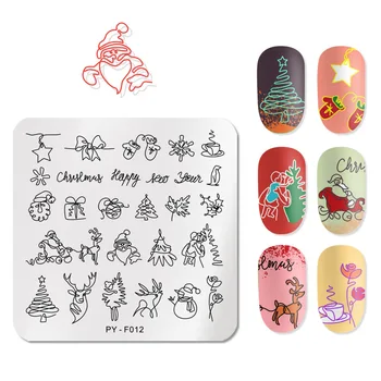 

PICT You Christmas Plate Square Stamping Plate Stainless Steel Nail Picture Stamp Templates for Nail Art Image Plate