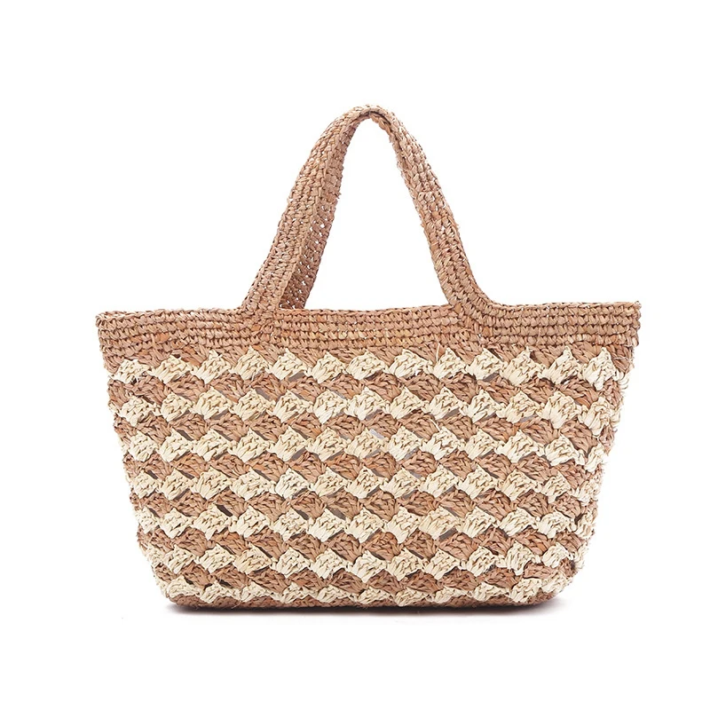 

ABDB-Straw Woven Bag Beach Fashion Simple Casual Braided Totes Handmade Women Hand Bags Shoulder Handbag