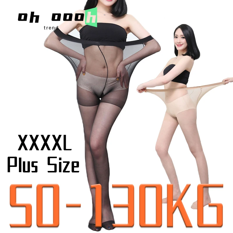 2021 XXXL Для женщин большой Размеры чулки ультра тонкие колготки анти крюк 130 кг размера плюс кожи черные тела