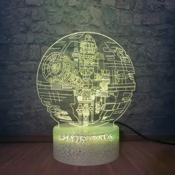 

Star War Fans Gifts Death Star 3D Night Lights LED USB Visual lights 7 Colors Changing Table Lamp Bedroom Decor Crack Base Light