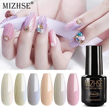 

MIZHSE Pearl Shell Mermaid UV Gel Nail Polish Semi Permanent Pearl Glitter Hybrid Varnish Soak Off Nail Art For Vacation