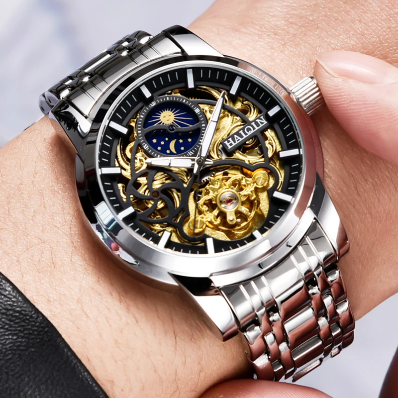 Haiqin Steel Mechanical Watch Men Watches Luxury Brand Watch Men Automatic Wristwatch Mens Mil-3