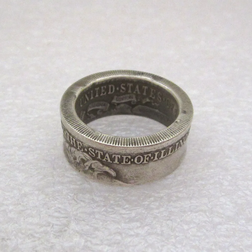 Coin Ring Handmade From 1918 Commemorative Half Dollar Copy Coin Silver Plated Handcraft Ring