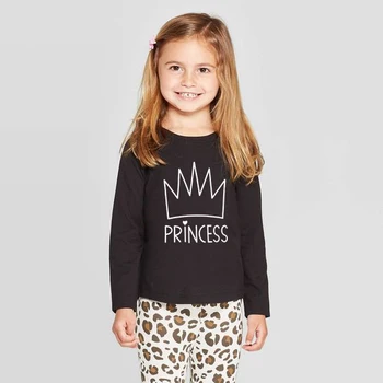 

Toddler Kids Baby Girl Casual T Shirt Crown Long Sleeve Autumn Tops Black T-shirt Tee Clothes Princess Girls Fashion Tops Wear