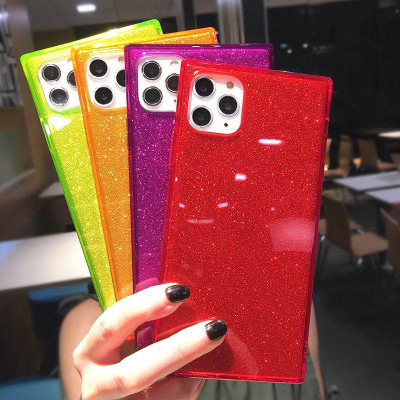 Kiq Apple - iPhone 14 Pro Max - Square Case Rainbow Glittery Hearts