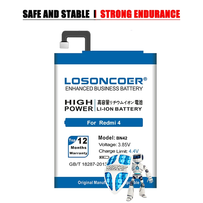 Аккумулятор LOSONCOER 6100 мАч BN42 для Xiaomi Redmi 4 аккумулятор Xiao Mi Hongmi 2 Гб ОЗУ 16 ПЗУ|battery for