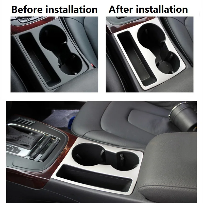 

Car Interior Stainless Steel Water Cup Holder Panel Decor Trim for Audi A4 B8 A5 2009 2010 2011 2012 2013 2014 2015