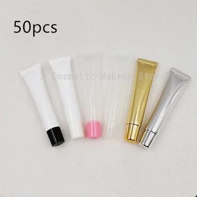 

50pcs 10ml 15ml 20ml Empty Lipstick Tube,Lip Balm Soft Hose,Makeup Squeeze Sub-bottling,Clear Plastic Lip Gloss Container